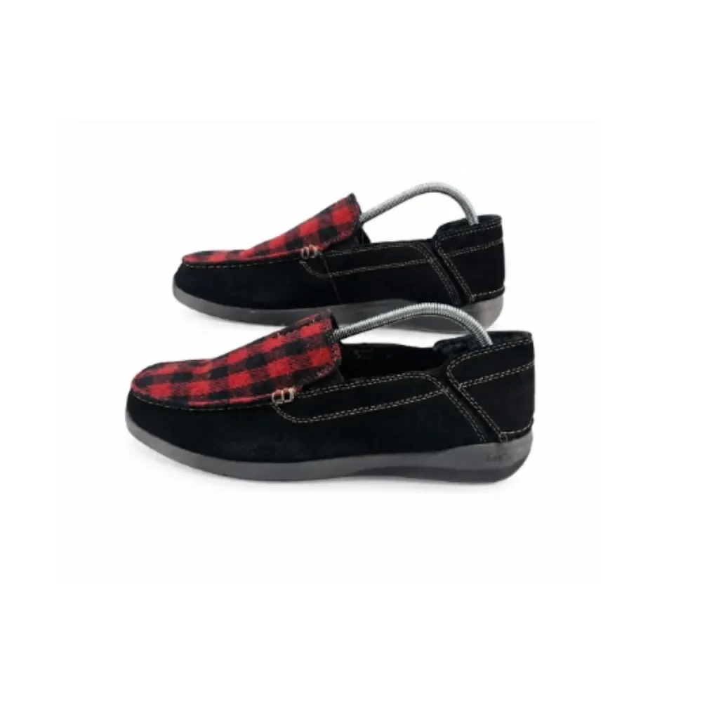 Clarks Mens 9.5 Gorwin Step Sneakers in Black Suede Buffalo Plaid NWOT